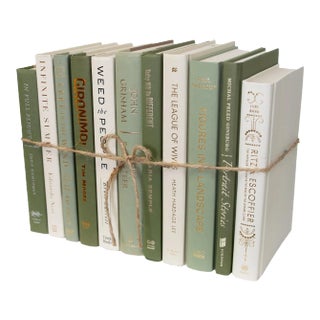 Decorative Books - Ivy Cream Book Bundle - 1 Foot of Green Books For Sale
