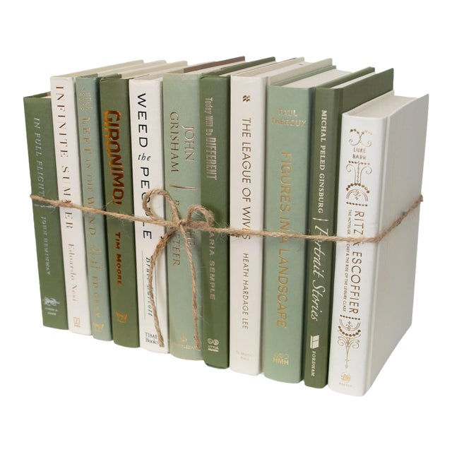 Decorative Books - Ivy Cream Book Bundle - 1 Foot of Green Books For Sale