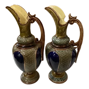 Pair of Late 19th Century Thomas Forester Art Phoenix Faience Vases