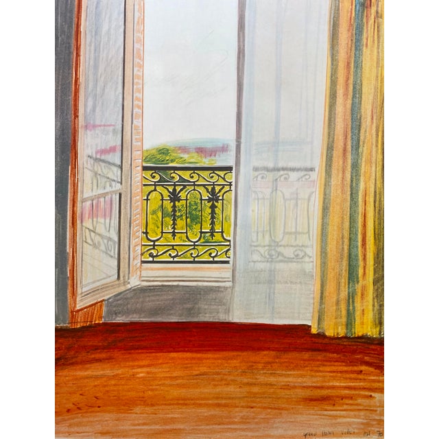 Wood David Hockney Vintage 1981 Lithograph Print Framed Large New York Film Festival Poster " Window, Grand Hotel, Vittel " 1970 For Sale - Image 7 of 18