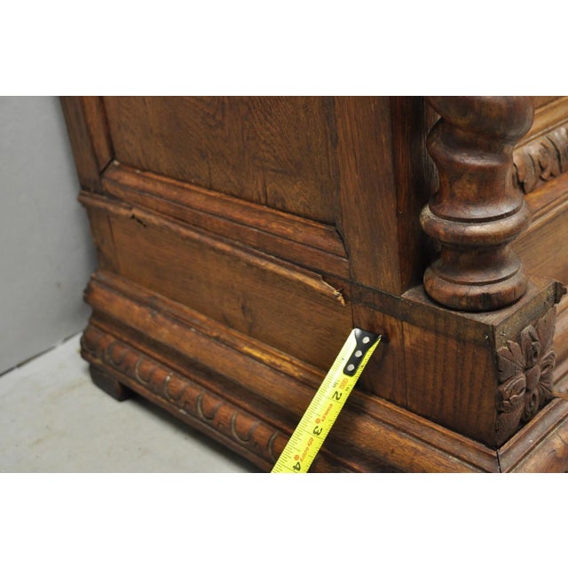 Antique Renaissance Revival Oak Wood Spiral Barley Twist Jelly Liquor Cabinet For Sale - Image 17 of 18