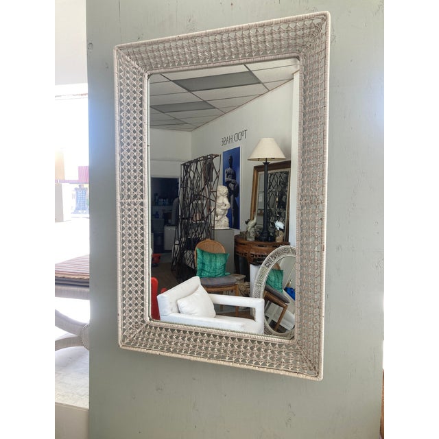 Wicker and Rattan Rectangular Mirror 1950 For Sale - Image 9 of 16