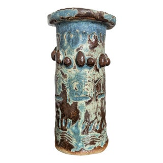 Vintage Brutalist Ceramic Vase, 1970s For Sale