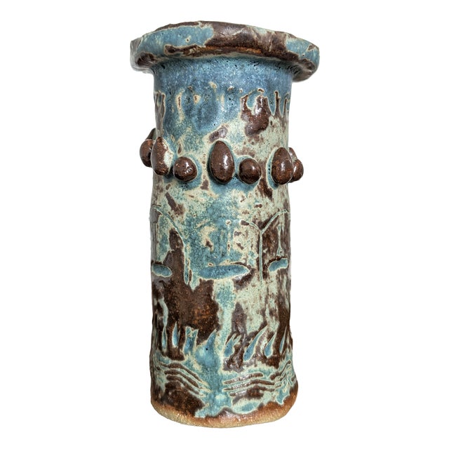 Vintage Brutalist Ceramic Vase, 1970s For Sale