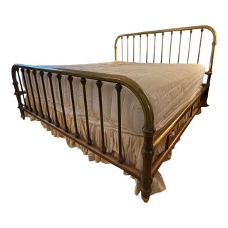 Early 20th Century King Brass Bed Headboard, Footboard & Side Rails For Sale