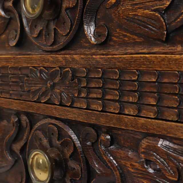 Vintage Carved Oak Cabinet Chest of Drawers with Mythical Figures For Sale - Image 15 of 18
