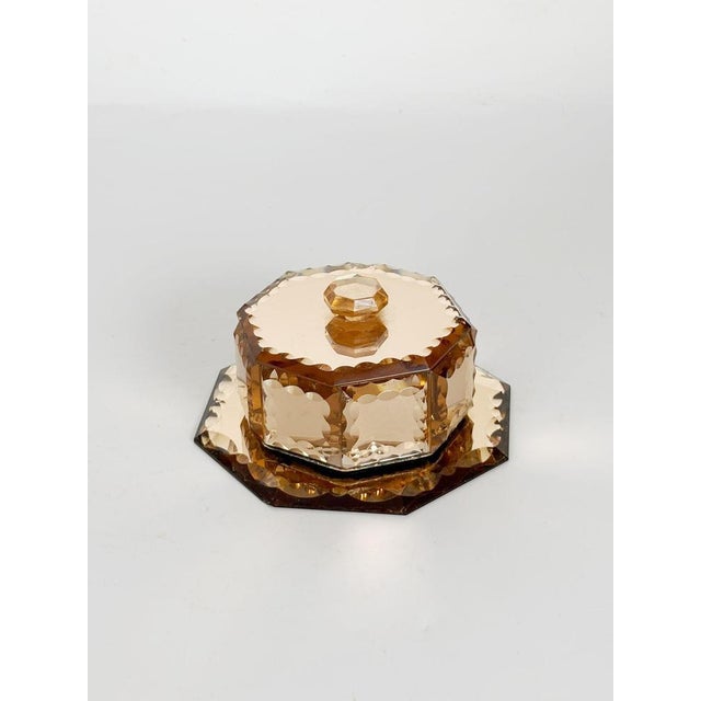 1940s Art Deco Pink-Tinted Glass Box with Saucer, France, 1940s For Sale - Image 5 of 12