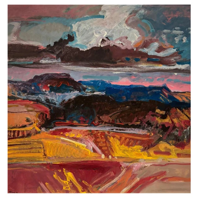 Jean Krillé, Landscape 103, Oil on Masonite, 1988 For Sale
