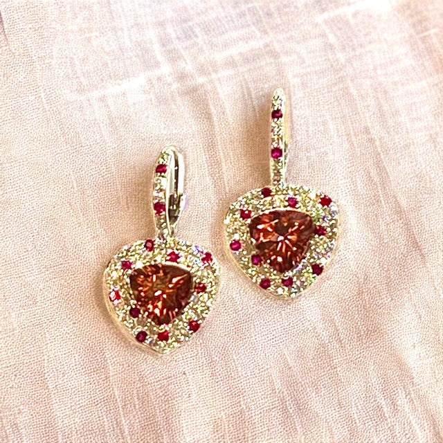 Natural Tourmaline Ruby Diamond Dangle Earrings 14k WG 10.53 TCW Certified For Sale In New York - Image 6 of 18
