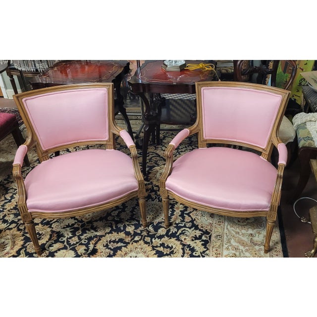 Pair Hot Pink 1950s French Chairs For Sale - Image 11 of 12