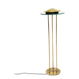 Vintage Brass and Glass Floor Lamp attributed to Robert Sonneman, 1970s For Sale