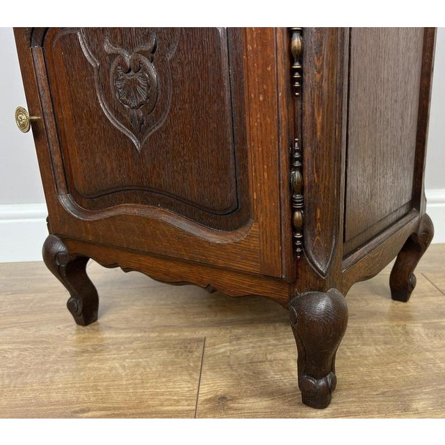 Brown Vintage French Louis XVI Oak Bedside Table For Sale - Image 8 of 11