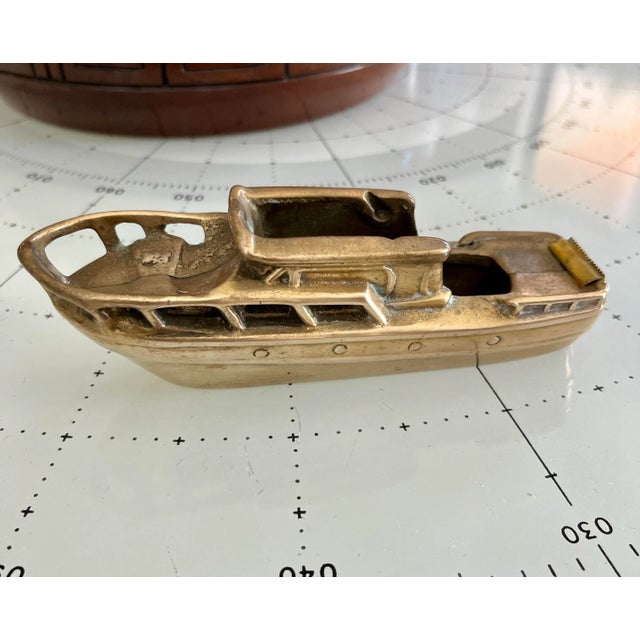 Mid 20th Century 1960s Brass Boat Desktop Tape Dispenser For Sale - Image 5 of 9