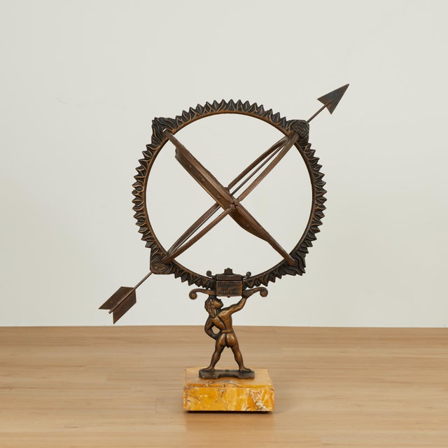 Mediterranean Vintage Armillary Sphere on a Marble Veneer Base For Sale - Image 3 of 12