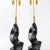 Amorphic plaster lamps. Restored with new brass pull chain sockets with adjustable height. Satin flat black. Origin:...
