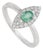 Diamond Studded Regal Emerald Engagement Ring With Marquise Halo, Size 7 For Sale