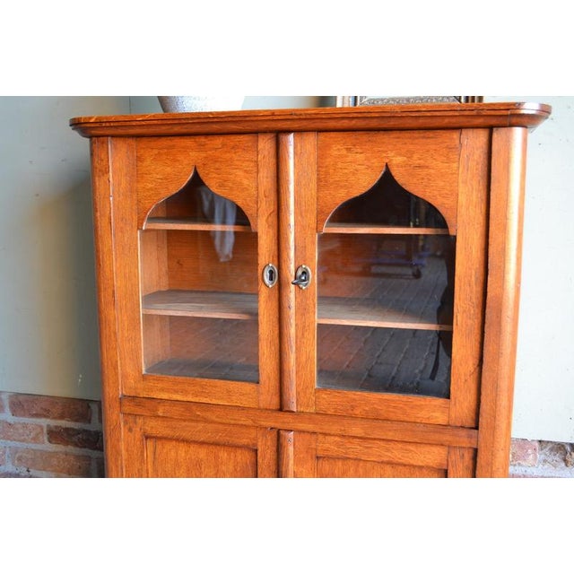 Antique Oak Wooden Display Cabinet For Sale - Image 3 of 10