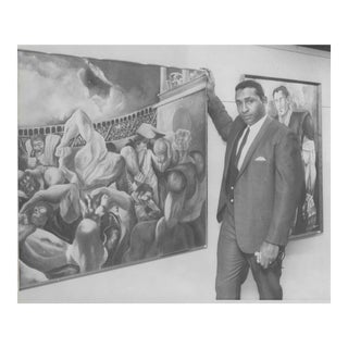 1966 Photo of Ernie Barnes and Paintings For Sale
