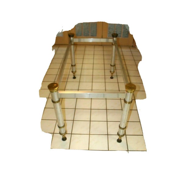 1950s 1960's-70's Hollywood Regency Dining Table Aluminum Brass Mod Design Mixed Metal For Sale - Image 5 of 5