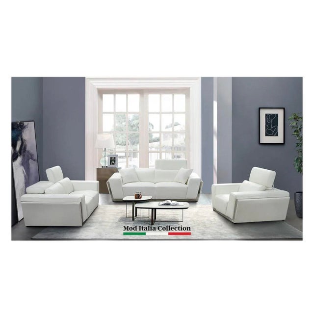 Casa Milano Domo Italian Leather 3-Piece Sofa Set in Black For Sale In Houston - Image 6 of 11