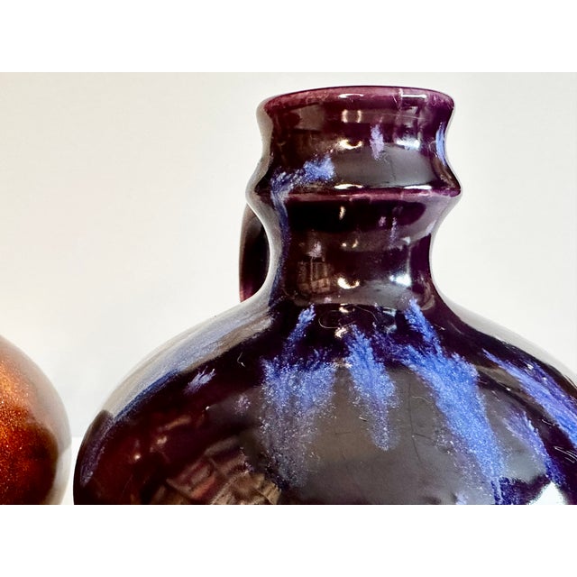 Ceramic Handmade Stoneware Vases with Handles, Germany, 1980s, Set of 2 For Sale - Image 7 of 12