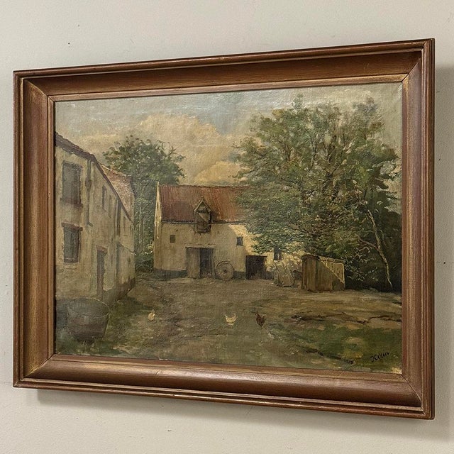 Early 20th Century Framed Oil Painting on Canvas Signed Klein 'Country Farmhouse' For Sale - Image 5 of 16