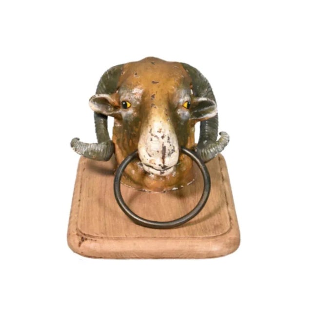 Brown Antique French Rams Head from Butchers Shop, 19th Century For Sale - Image 8 of 9