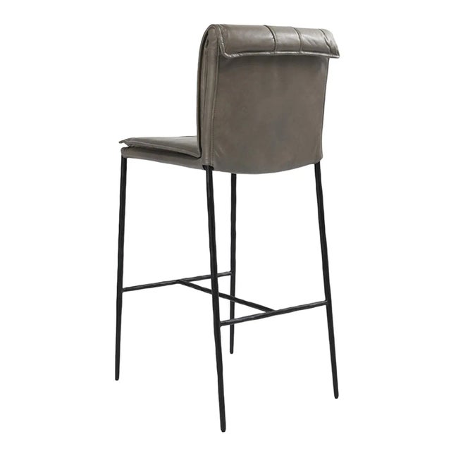 2020s Dusk Grey Leather Bar Stool For Sale - Image 5 of 11