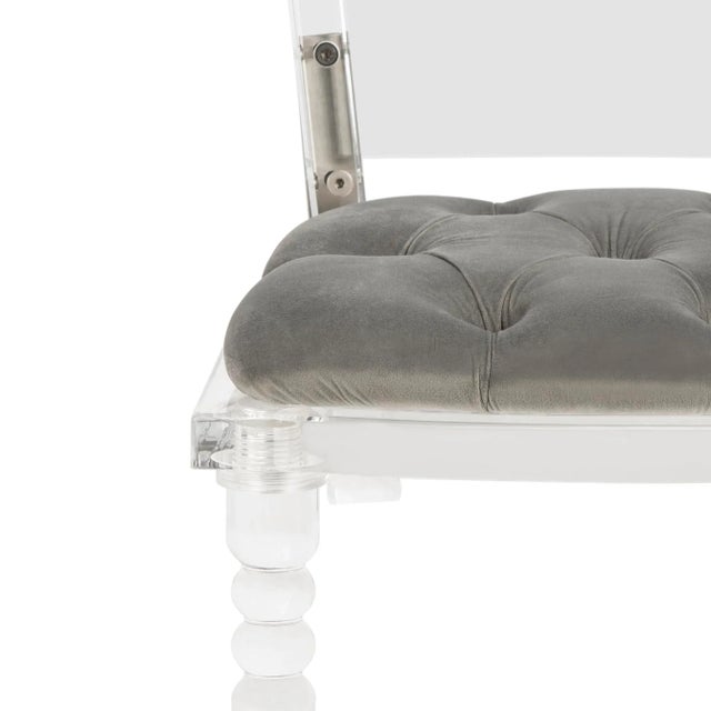 Textile Acrylic Dining Chair, Clear & Black For Sale - Image 7 of 10