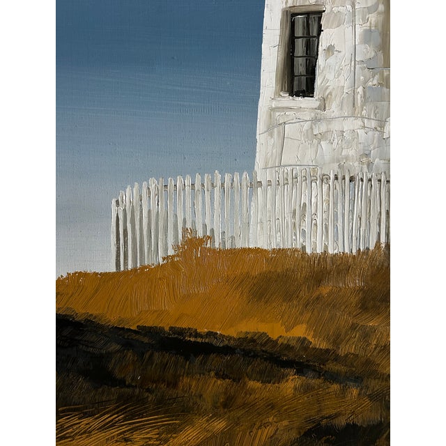 Vintage 1970’s Impressionist Painting of a Lighthouse on the Coast For Sale In Philadelphia - Image 6 of 8