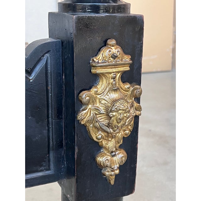 French Black Ebonized Bed With Bronze Mounts and Candle Holder , Signed For Sale - Image 11 of 13