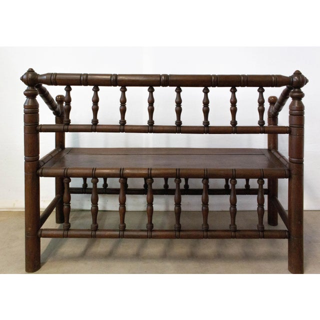 Antique French Provincial Baluster Bench in Turner's Chairs Style For Sale - Image 4 of 8