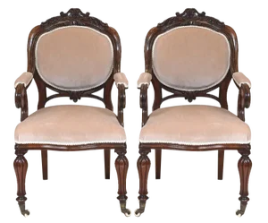 Victorian Armchairs with Balloon Back, 1880, Set of 2
