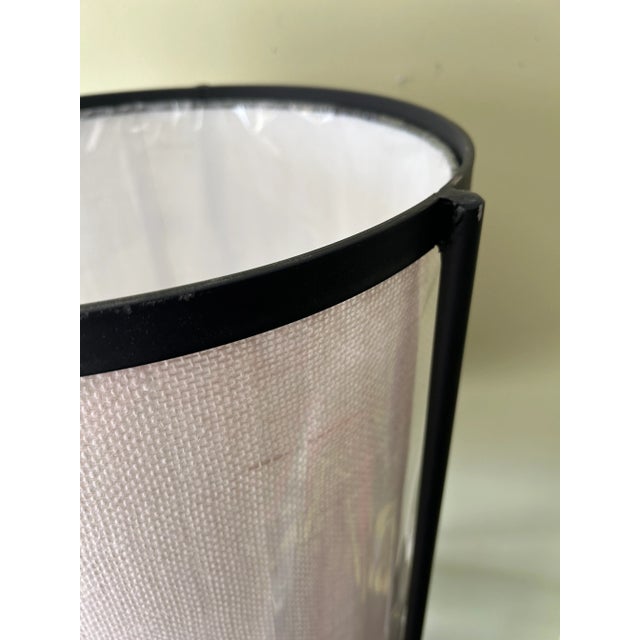 1950s Frederic Weinberg Iron + Glass Circular Floor Lamp With Shelves For Sale - Image 9 of 11