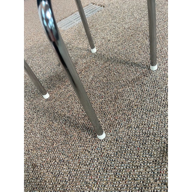 Metal Mid 20th Century Pearl Wick Vinyl Stool With Chrome Legs For Sale - Image 7 of 8