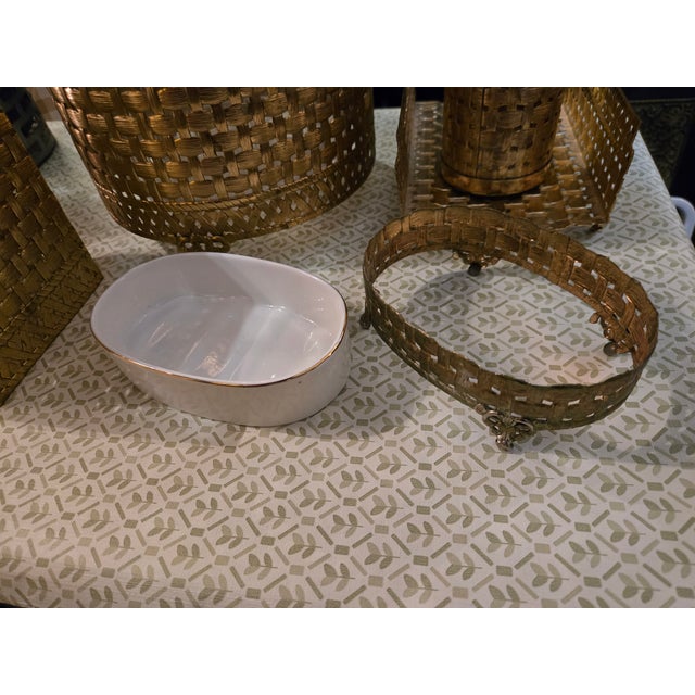 1980s Vintage 5 Piece Gold Bath Accessories For Sale - Image 5 of 7