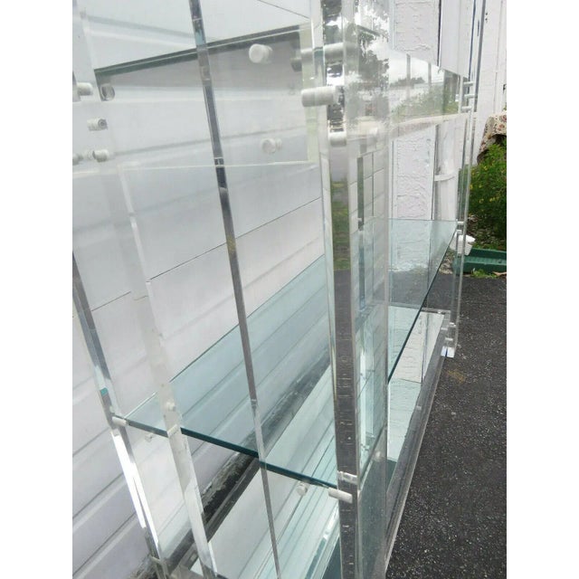 Transparent Hollywood Regency Mid Century Lucitend Glass Large Display Cabinet For Sale - Image 8 of 11