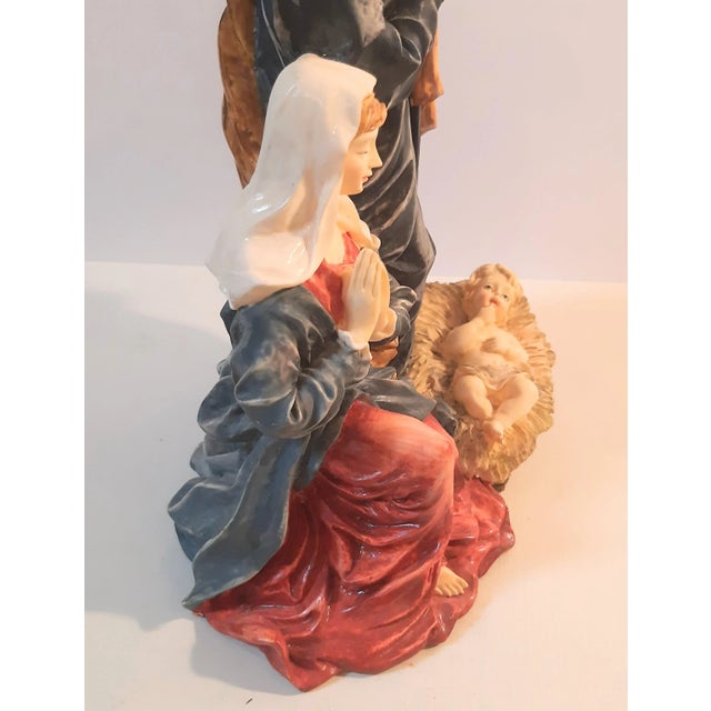 Early 21st Century Nativity Art Sculpture Christmas Figurine Mary Joseph Baby Jesus For Sale - Image 5 of 5