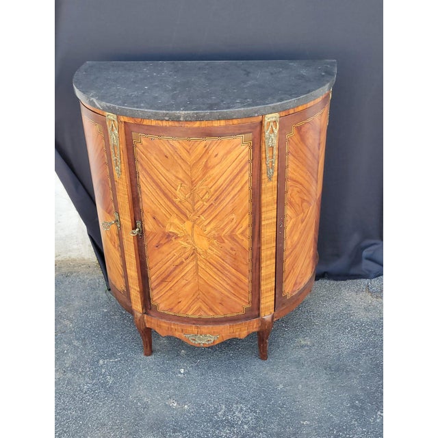 19th Century French Marble Top Cabinet Bar/Server Book Match Tulip Wood. For Sale - Image 13 of 18