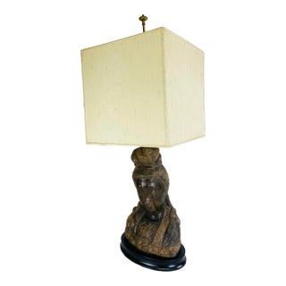 Mid Century Vintage Oversized Asian Style Table Lamp After James Mont For Sale