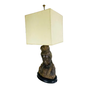 Mid Century Vintage Oversized Asian Style Table Lamp After James Mont