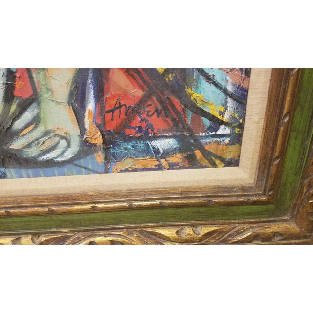 Contemporary Early 20th Century "The Madonna" Figurative Abstract Oil Painting by Irving Amen, Framed For Sale - Image 3 of 13