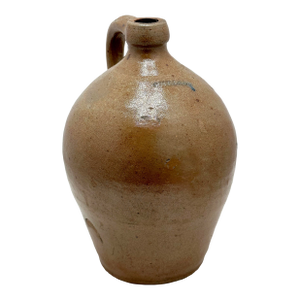 Excellent Chelsea Massachusetts Small 1 Gallon Size Antique Ovoid Style Stoneware Jug - Circa Early 1800s