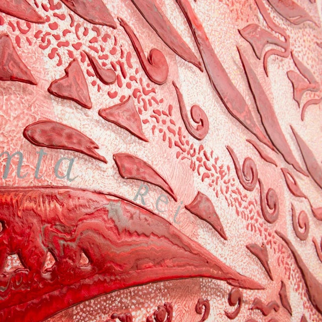 Red Scagliola Art Decorated in Relief Wall Panel by Cupioli For Sale - Image 4 of 8