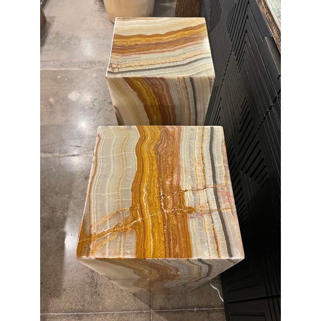 Gemstone Golden Orange Onyx Pedestal Floor Lamp For Sale - Image 7 of 8