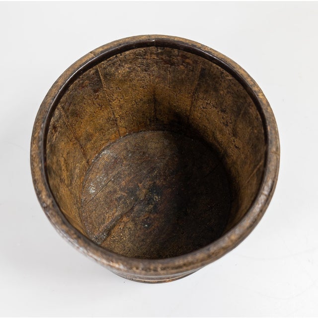 Brown 19th Century Primitive Rustic Small Wood and Iron Bucket With Great Surface For Sale - Image 8 of 12