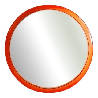 Mid-Century Modern Space Age Mirror in Orange Wood by O.W. Hack, 1960s For Sale