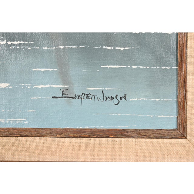 Original Artist Signed "Barn in Snowfall" Oil Painting on Canvas in Carved Wood Frame For Sale - Image 11 of 13