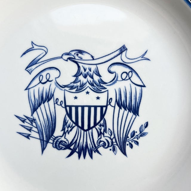 Early 20th Century Salem Stoneware American Eagle Plate, Patriotic Blue White Plate For Sale In Oklahoma City - Image 6 of 8