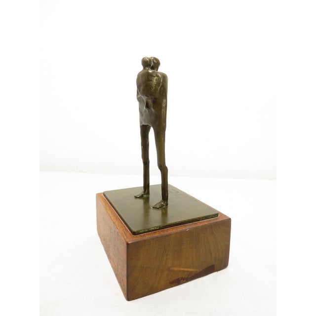 Signed Ray Jensen Bronze Modernist Art Sculpture ~ Figure W/ Child ~ Pacific Northwest For Sale - Image 14 of 16